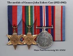 Medals of Gunner John Eshott Carr (1922-1942)