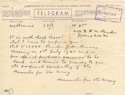 Army Telegram 15 October 1945